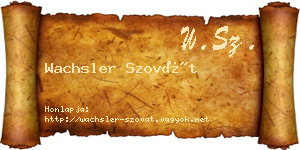 Wachsler Szovát névjegykártya